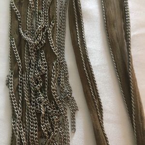 Hippie boho army green mesh & chain lariat